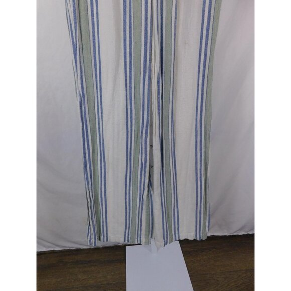 Indigo Rein Pants Womens Small Blue Striped Linen Blend Smocked Waist Wide Leg - Picture 3 of 10